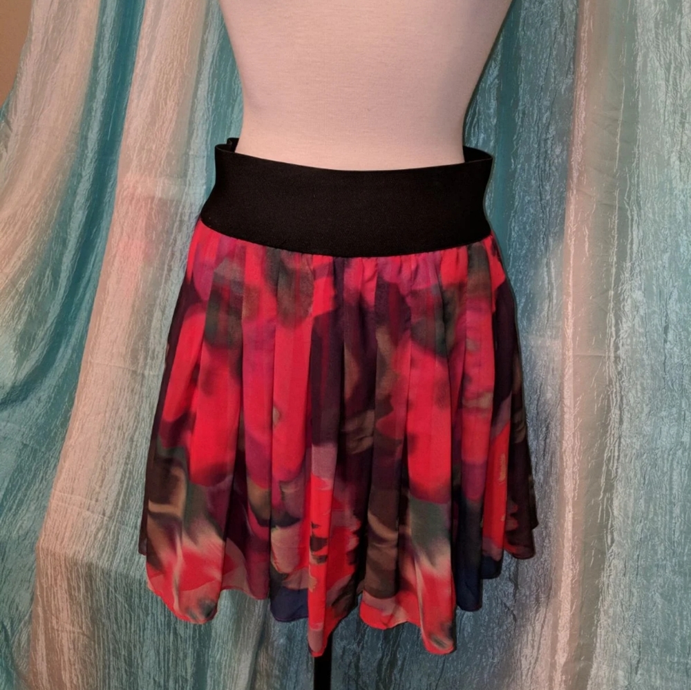 Express flowy sheer pleated skirt - small - pockets - high waist